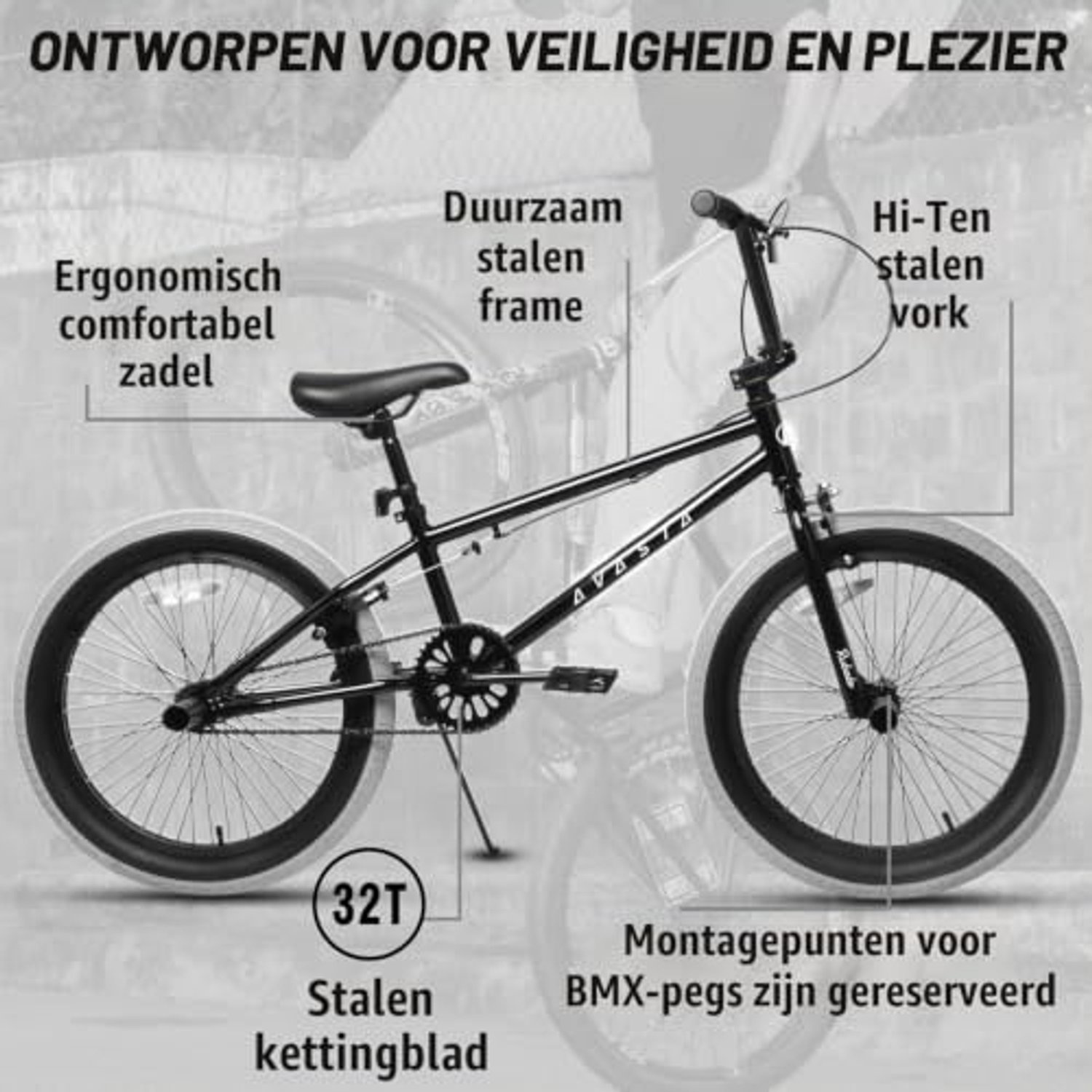 18 Inch Kinderfiets Freestyle BMX voor Jongens en Meisjes