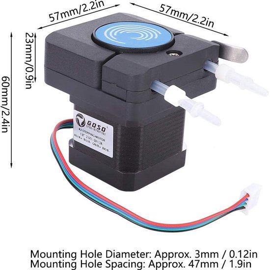 Peristaltische Pomp 6-24V - Doseerpomp - Stappenmotor 42 - Technisch Kunststof - Roestvrij Staal - 0-140 ml/min — afbeelding 2