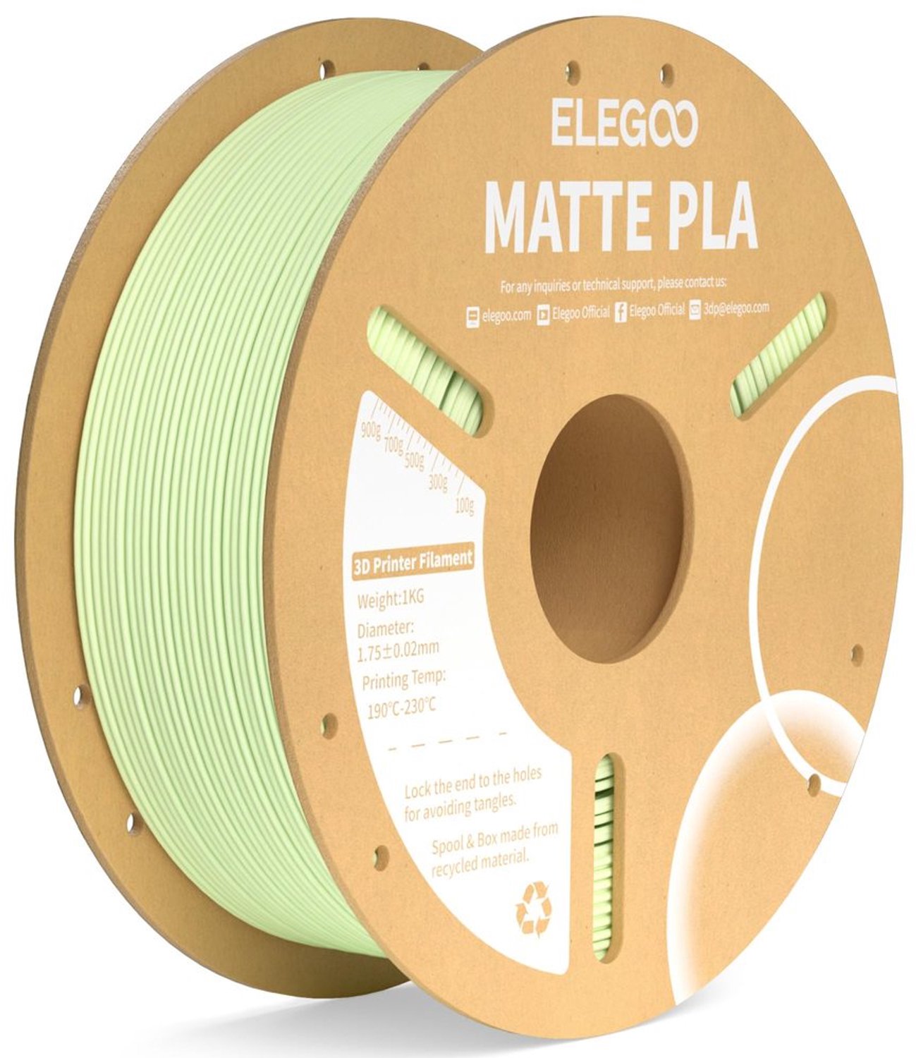 Matte PLA Filament voor 3D Printers, Mintgroen, 1kg