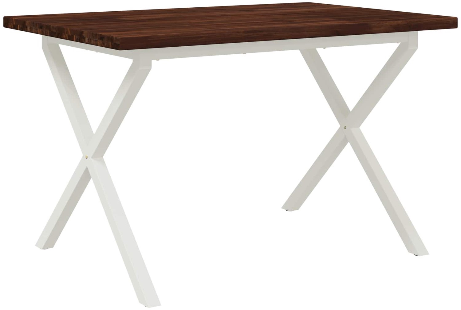 vidaXL Vierkante - Eettafel - 120 - x - 80 - x - 75 - cm - Massief - Acacia - Hout Donkerbruin en Wit