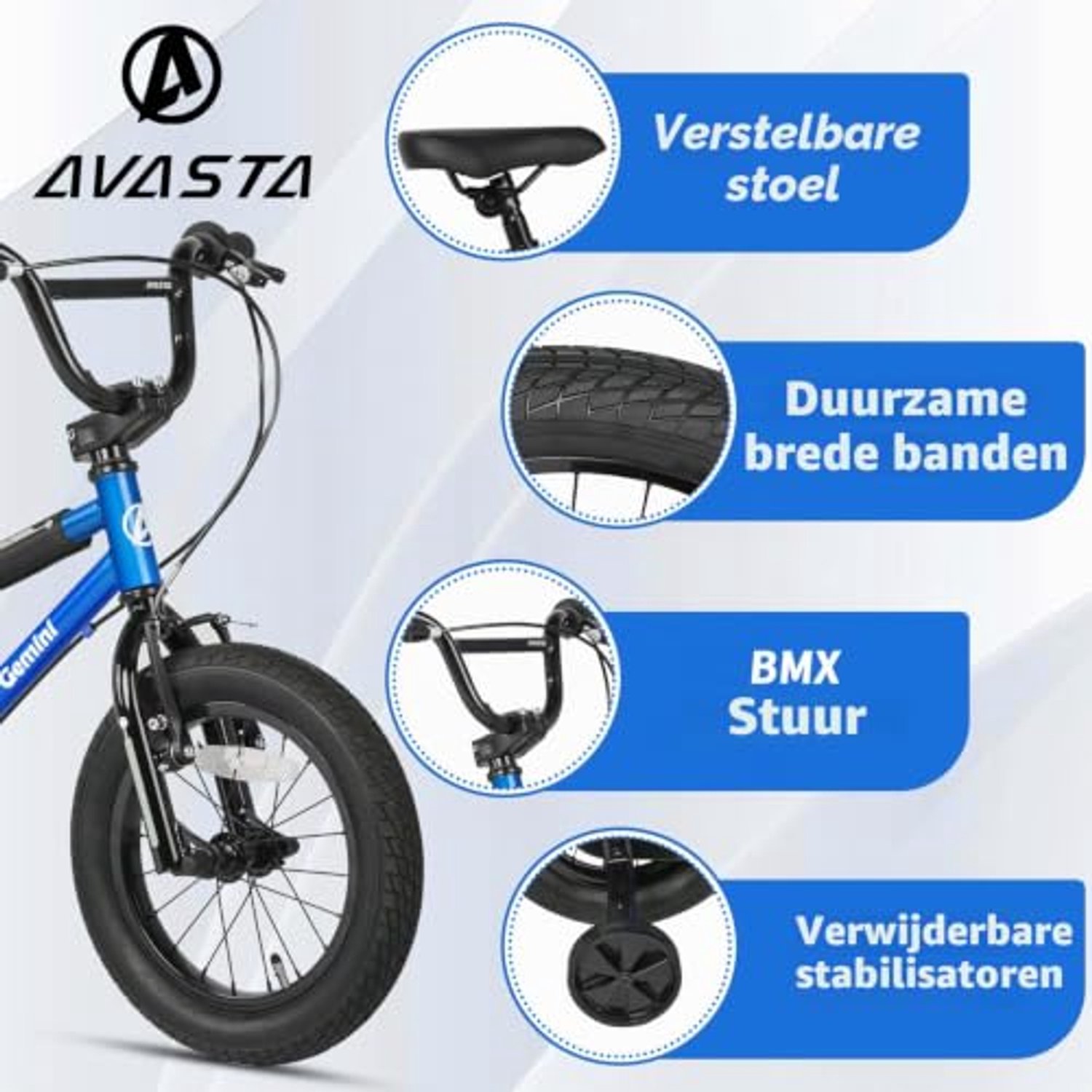 Kinderfiets met Steunwielen in Diverse Kleuren