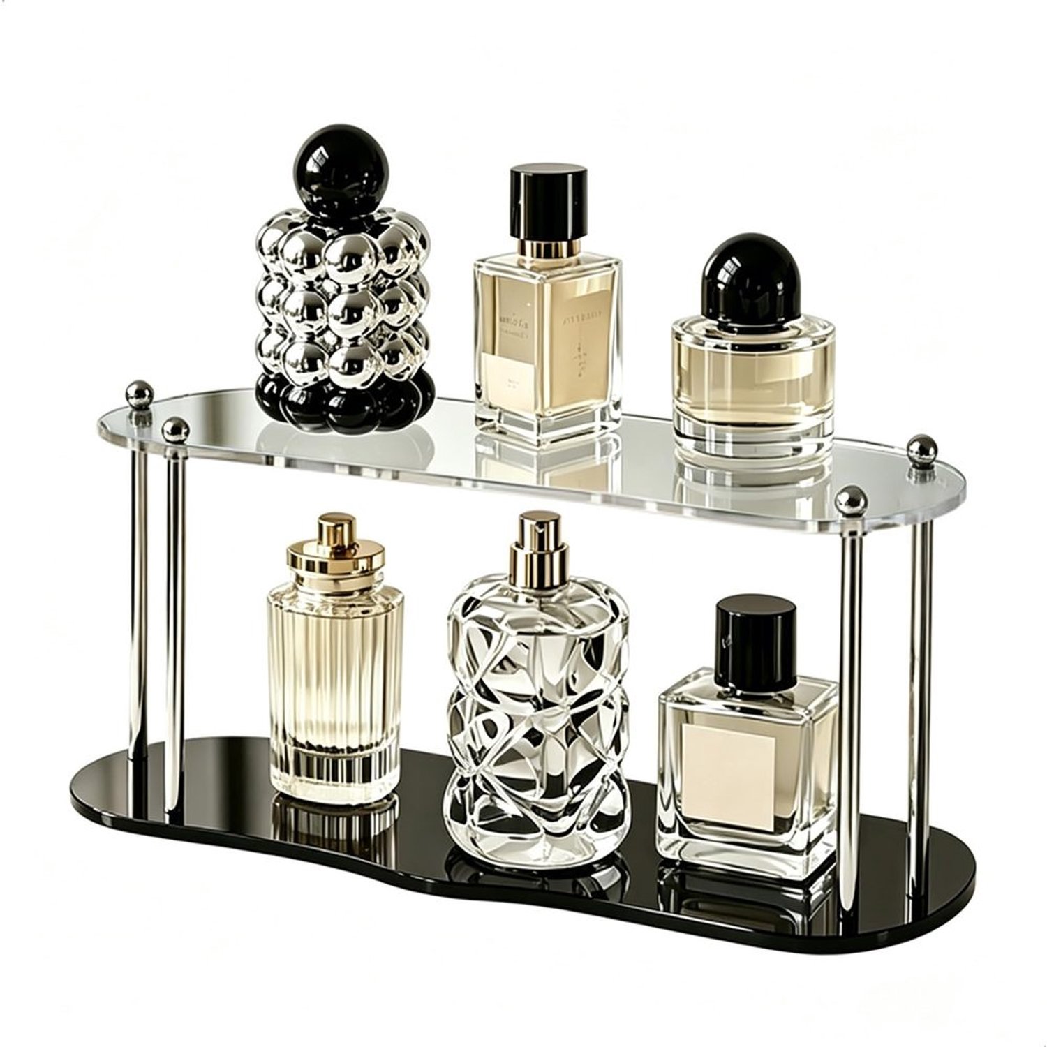 Parfumstandaard met 2-laags Acrylplanken en Metalen Frame