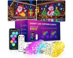 3×3M LED Gordijnverlichting - 400 RGB LED - Smart LED Lichtgordijn - Kerstverlichting Buiten - IP68 Waterdicht - Slimme RGB Sfeerverlichting met App, Dimbaar, Muziekgestuurd & DIY Patronen, Feestverlichting en Kerst, Gordijnen, Buitenmuren -TENGYIF®