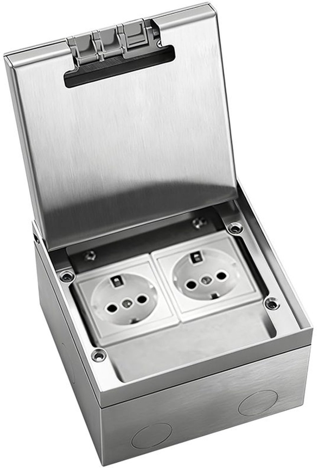 Vloersocket met 2 Aansluitingen - Roestvrij Staal - 16 A 4000 W