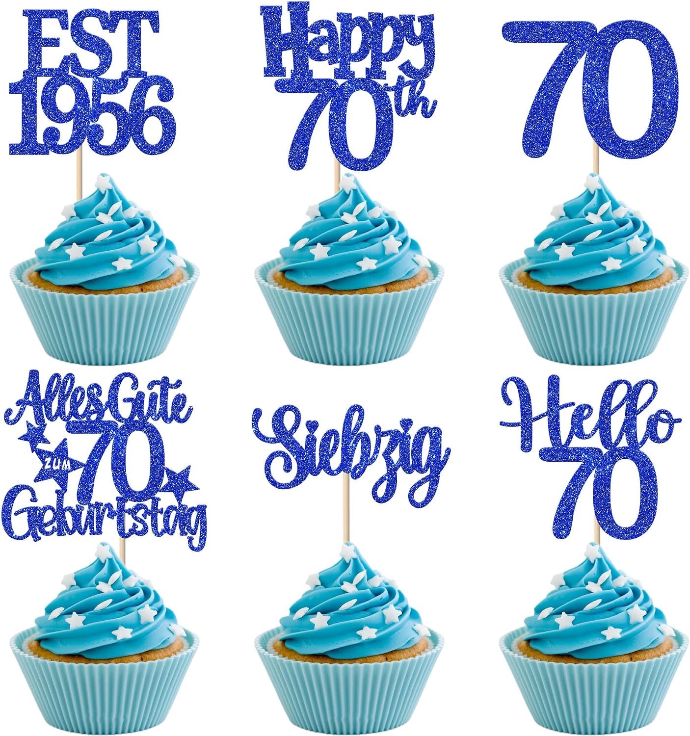 24 Cupcake Toppers 70e Verjaardag