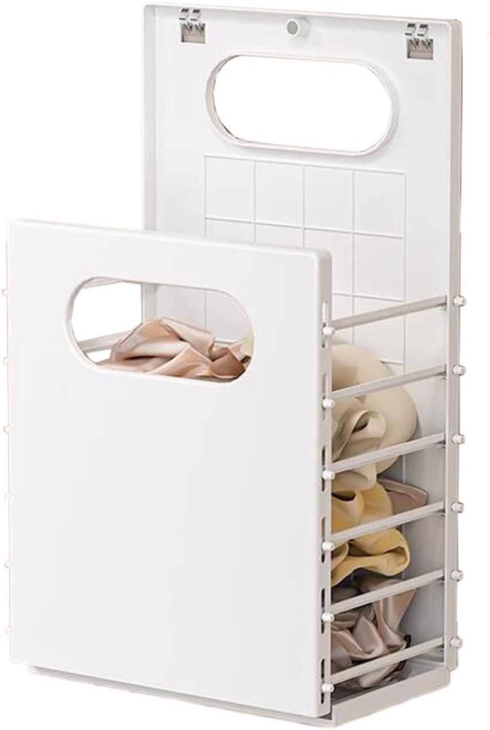 Opvouwbare wasmand, klein formaat, goede ventilatie, geïntegreerd handvat, stevig, draagvermogen, plastic wasmand, voor slaapkamer, badkamer, studentenkamer