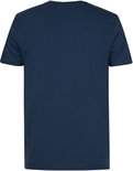 Donkerblauw T-shirt met ronde hals en korte mouwen in een regular fit.