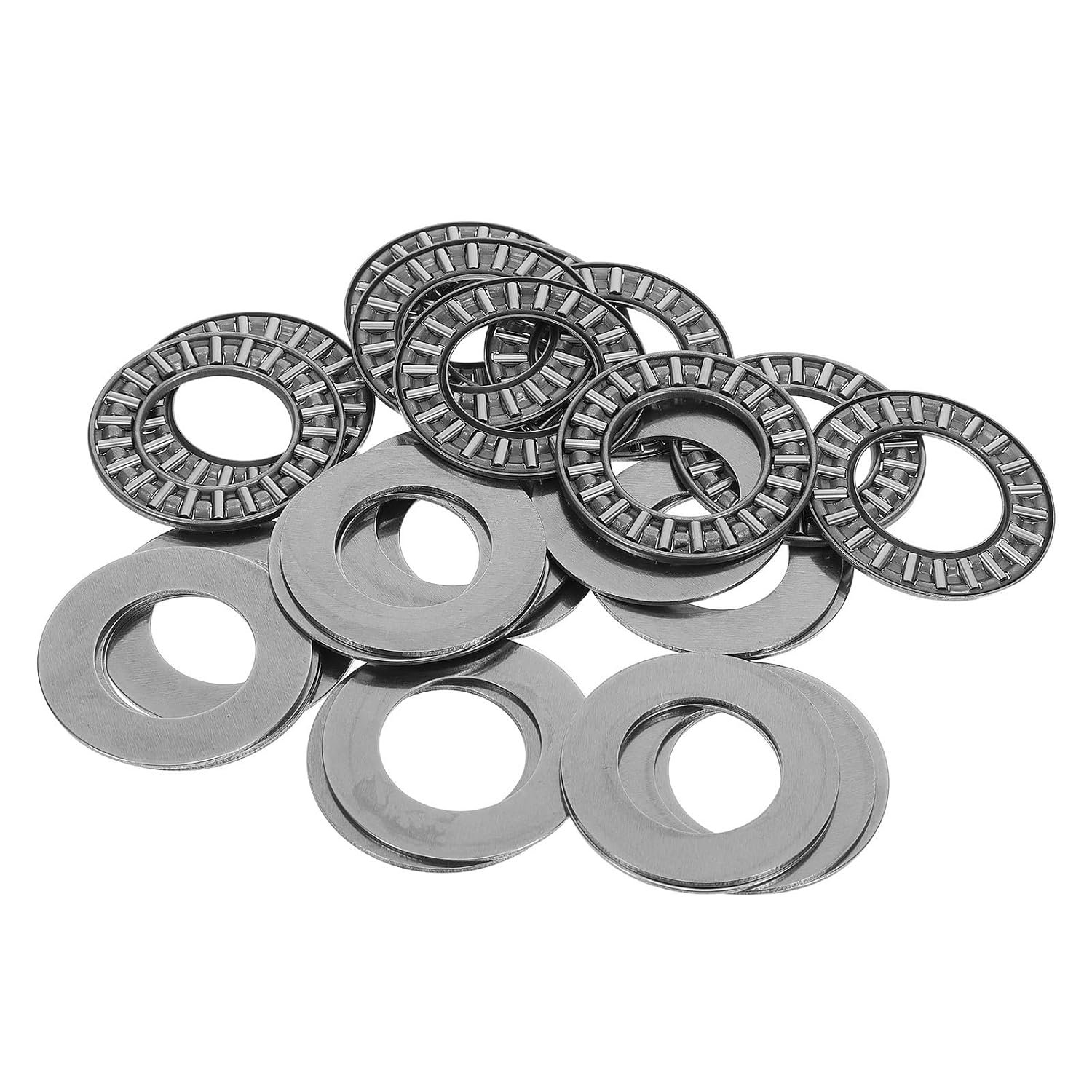 10 Sets Thrust Needle Roller Bearing Assembly Bore Od Flat Axial Rolling With Washers Hoge Draagcapaciteit Duurzame Stalen Constructie voor Mechanisch Gebruik