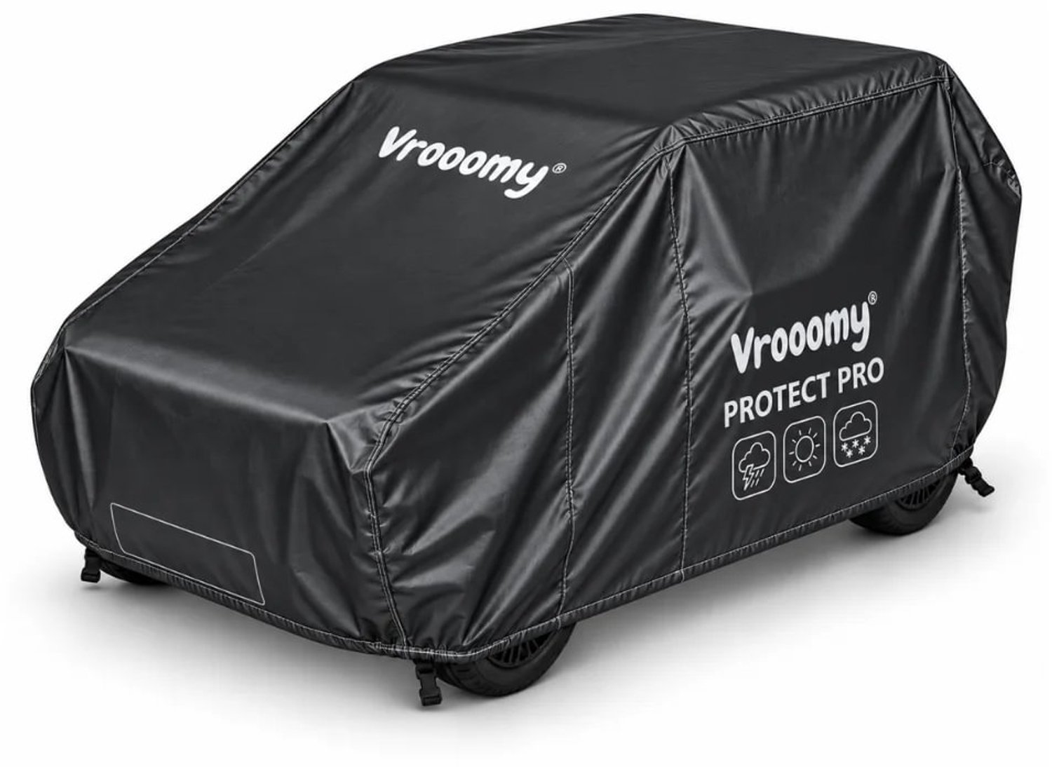 Vrooomy® Protect Pro Beschermhoes voor Kinderauto, -motor en -quad - 115 x 73 x 60 cm, Waterafstotend, UV- & Krasbestendig - Zwart
