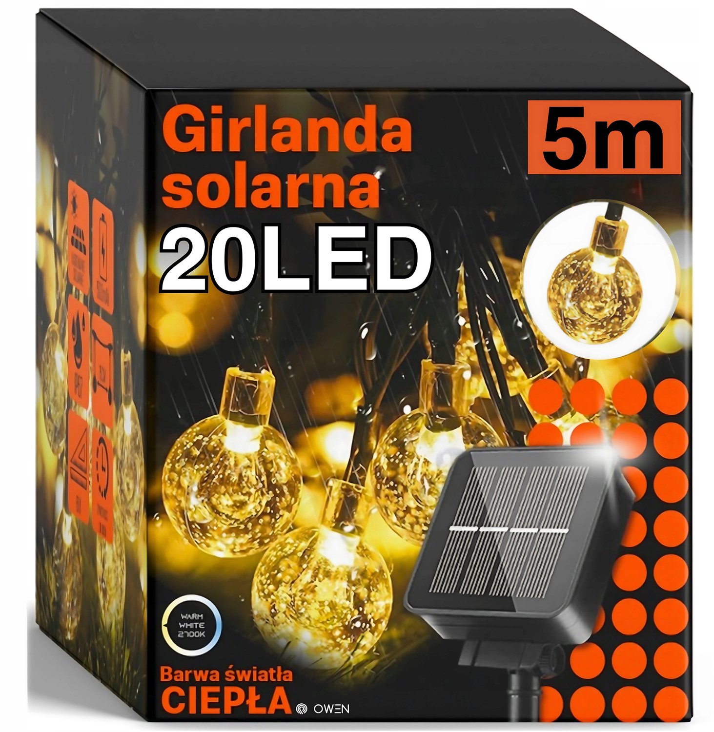 Zonne-energie Tuinslinger met 20 LED Lampjes - 5M IP67 Warm Wit