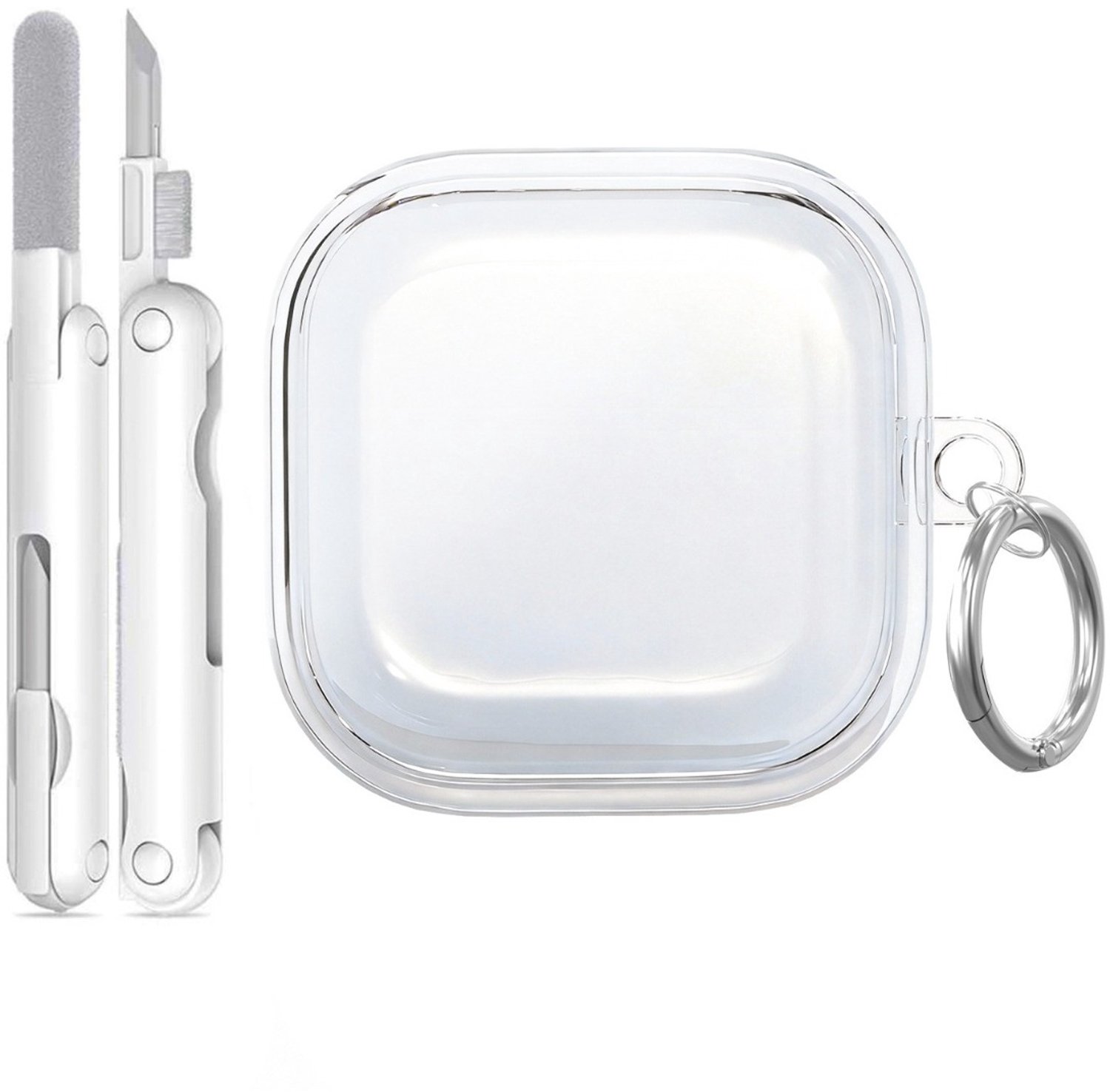 Transparante TPU Beschermhoes kompatibel met Samsung Galaxy Buds4 en Buds4 Pro met Reinigingspen en Karabijnhaak