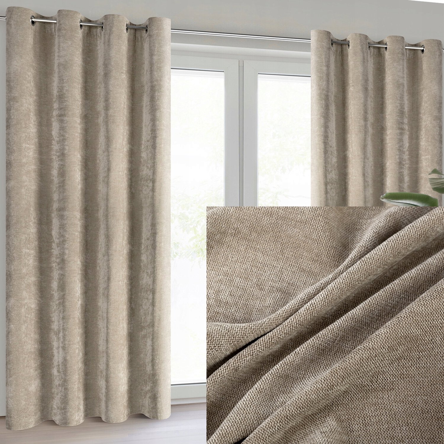 Kant-en-klare Sjaalstof Gordijn 140x250cm Beige - Lichtdicht