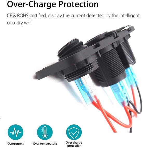 12V - 24V dubbele QC3.0 sigarettenaansteker verdeler - met LED-display ...