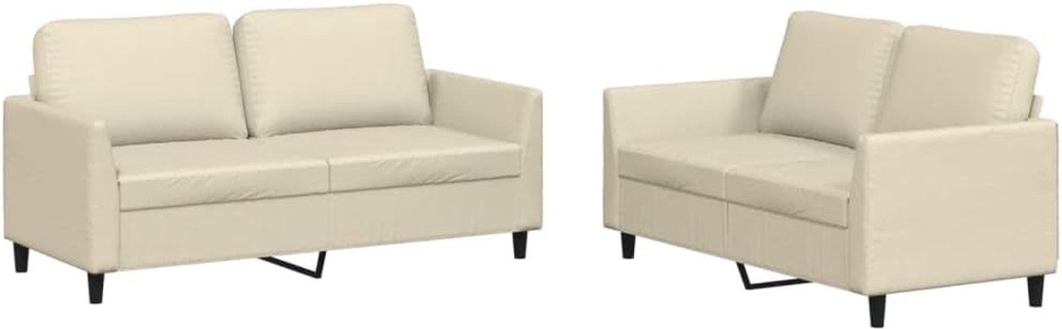 2-delig. Sofa set met kussen crème kunstleer woonkamer bank kantoor sofa slaapkamer sofa lounge sofa voor woonkamer, slaapkamer, logeerkamer