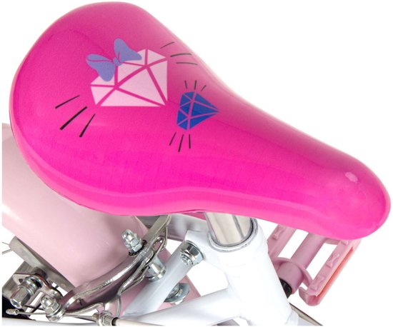 Disney Minnie Mouse Kinderfiets - Meisjes - 14 inch - Wit Roze - Twee handremmen — afbeelding 4