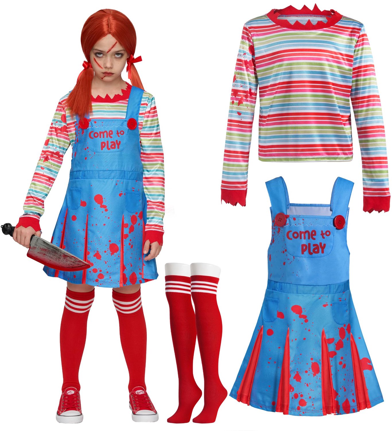 JOYIN Kinder Meisjes Griezelige Pop Jurk - maat M