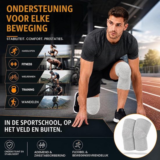 Set van 2 Bamboe Kniebandages voor Dames en Heren, Ademend en Elastisch, Ideaal voor Sport en Dagelijks Gebruik, Ondersteuning bij Artrose en Pijnverlichting (Grijs, XL) — afbeelding 2