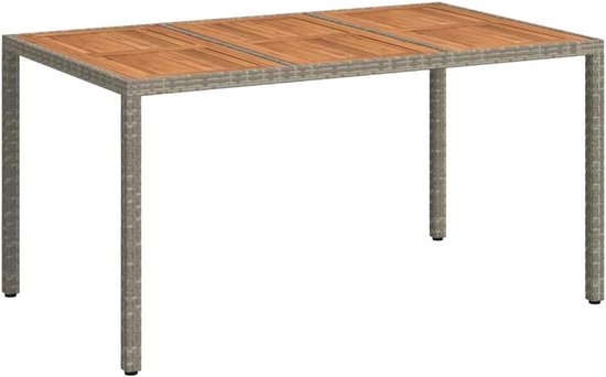 Tuintafel, 150 x 90 x 75 cm, van polyrotan met gepoedercoat stalen frame, modern design voor terras en tuin, onderhoudsvriendelijk en stabiel voor grote — afbeelding 4
