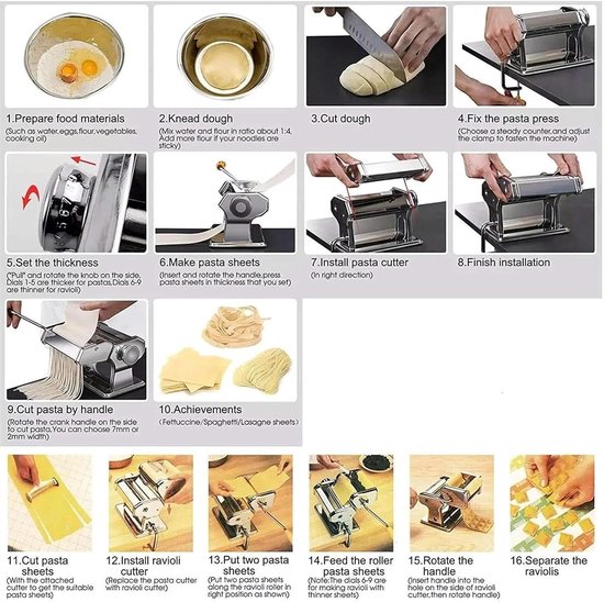 Handmatige Noodle Machine Pasta Maker Roestvrijstalen Lasagne Spaghetti Voor Thuis Keukengerei — afbeelding 3