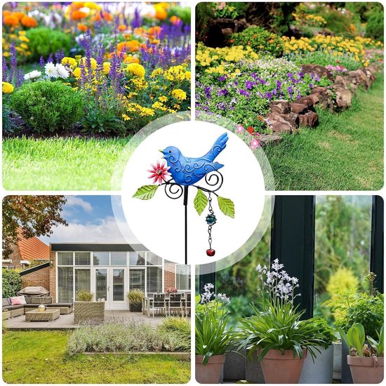 Metalen paal | Weerbestendige sculpturen ornament | decoratieve vogels tuin palen - voor balkons 's achtertuin binnenplaats indoor bed gazon pot boerderij lente natuur — afbeelding 4
