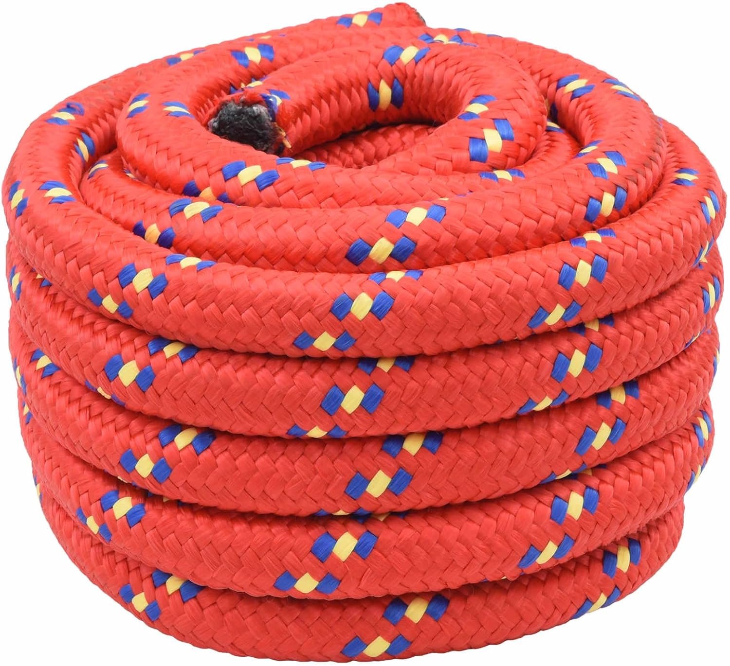 Touw 25 m lengte 4 cm diameter van polypropyleen voor bootsport en marine toepassing rood