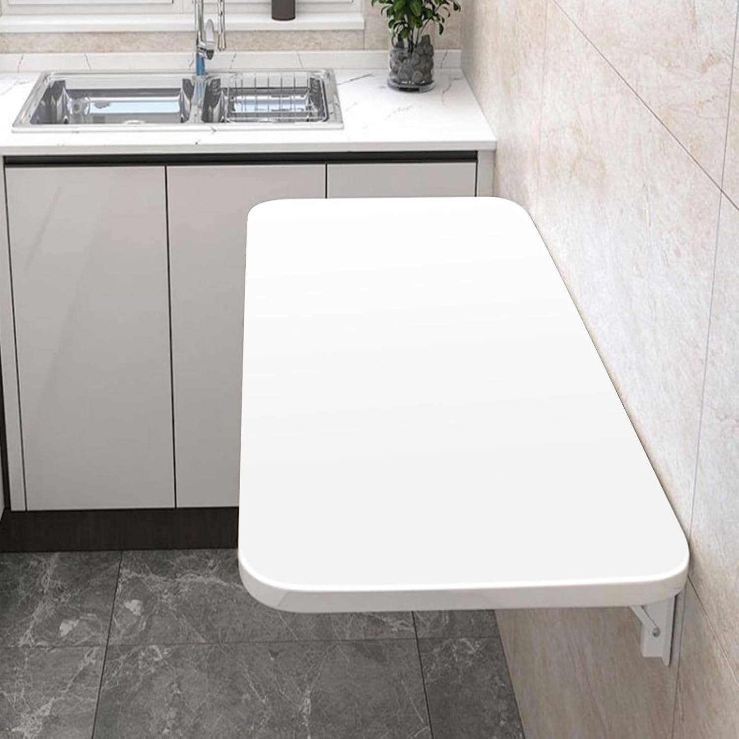 Muurtafel, inklapbare keukentafel, eettafel voor keuken en woonkamer, zwevend computerbureau van MDF (60 * 30 * 1,6 cm, wit)
