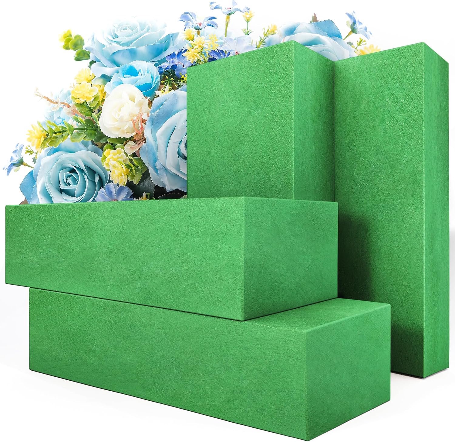 Set van 4 grote bloemenschuimblokken voor verse en kunstbloemen (9" L x 4" W), natte bloemist schuimblokken voor bruiloft vakantie decoraties (4 stuks)