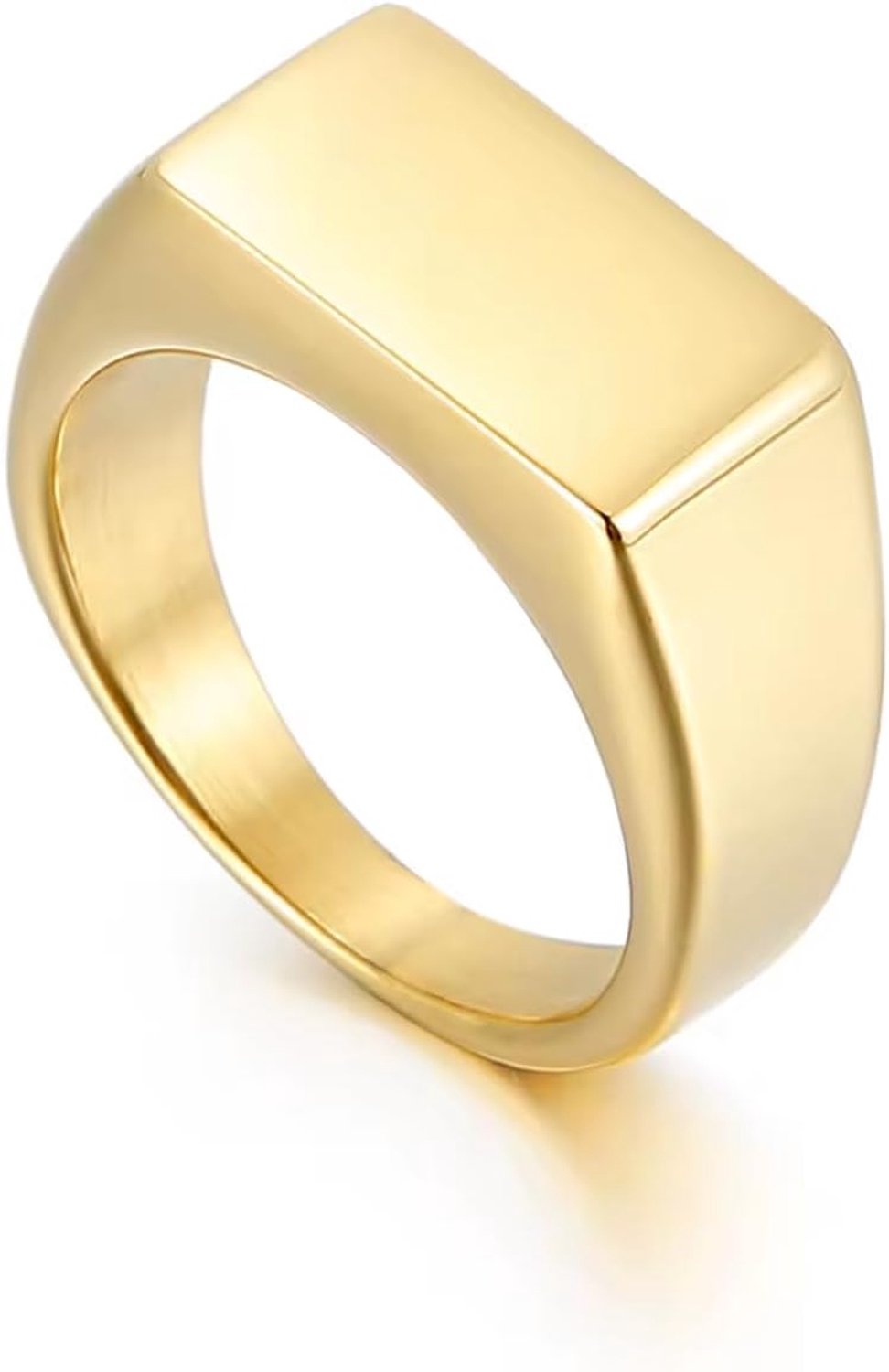 Roestvrij staal rechthoekige zegelring 10mm platte top slanke mannen mode ring