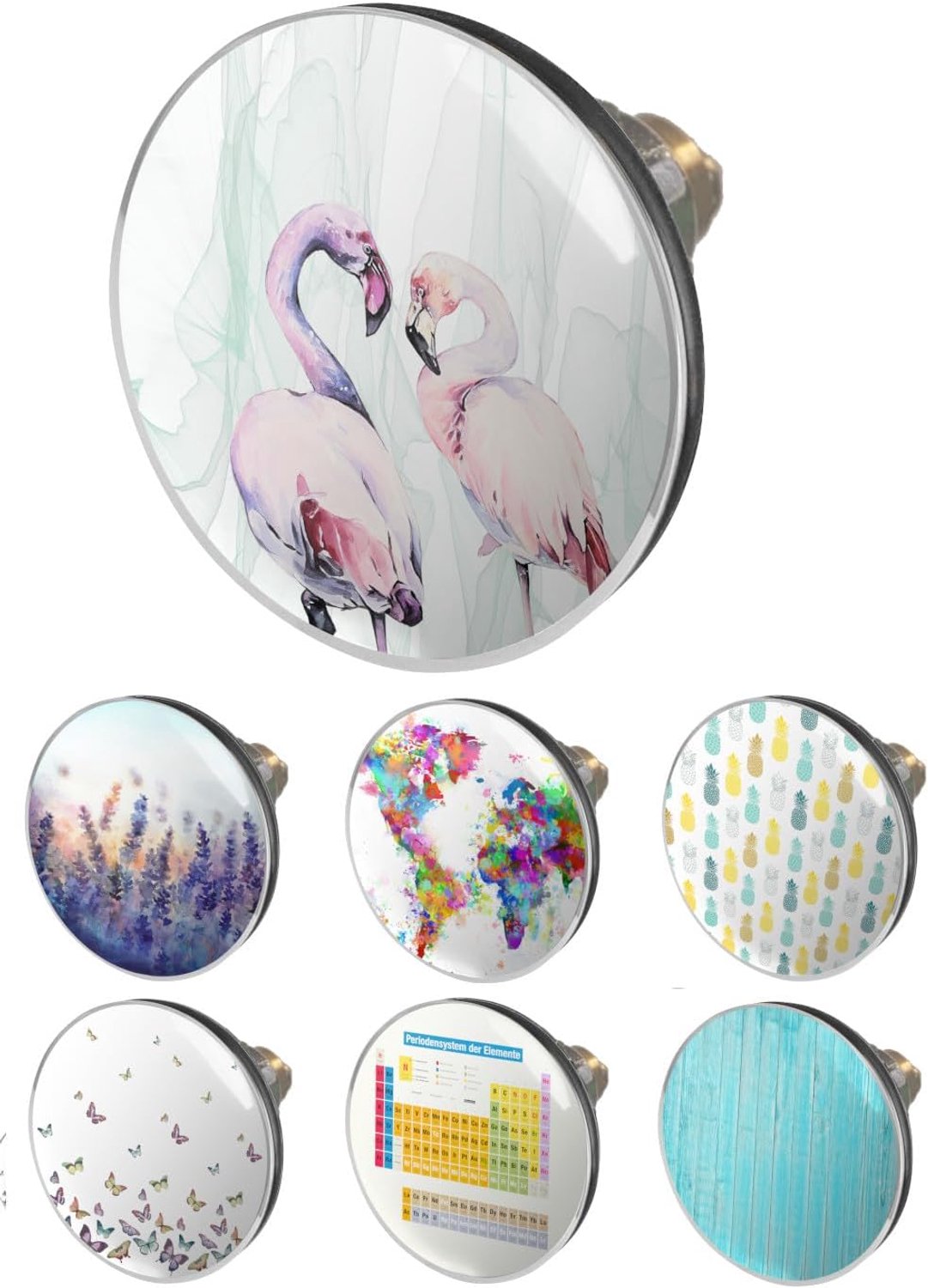 Wastafelstop met Haarfilter Verliefde Flamingo's Inox