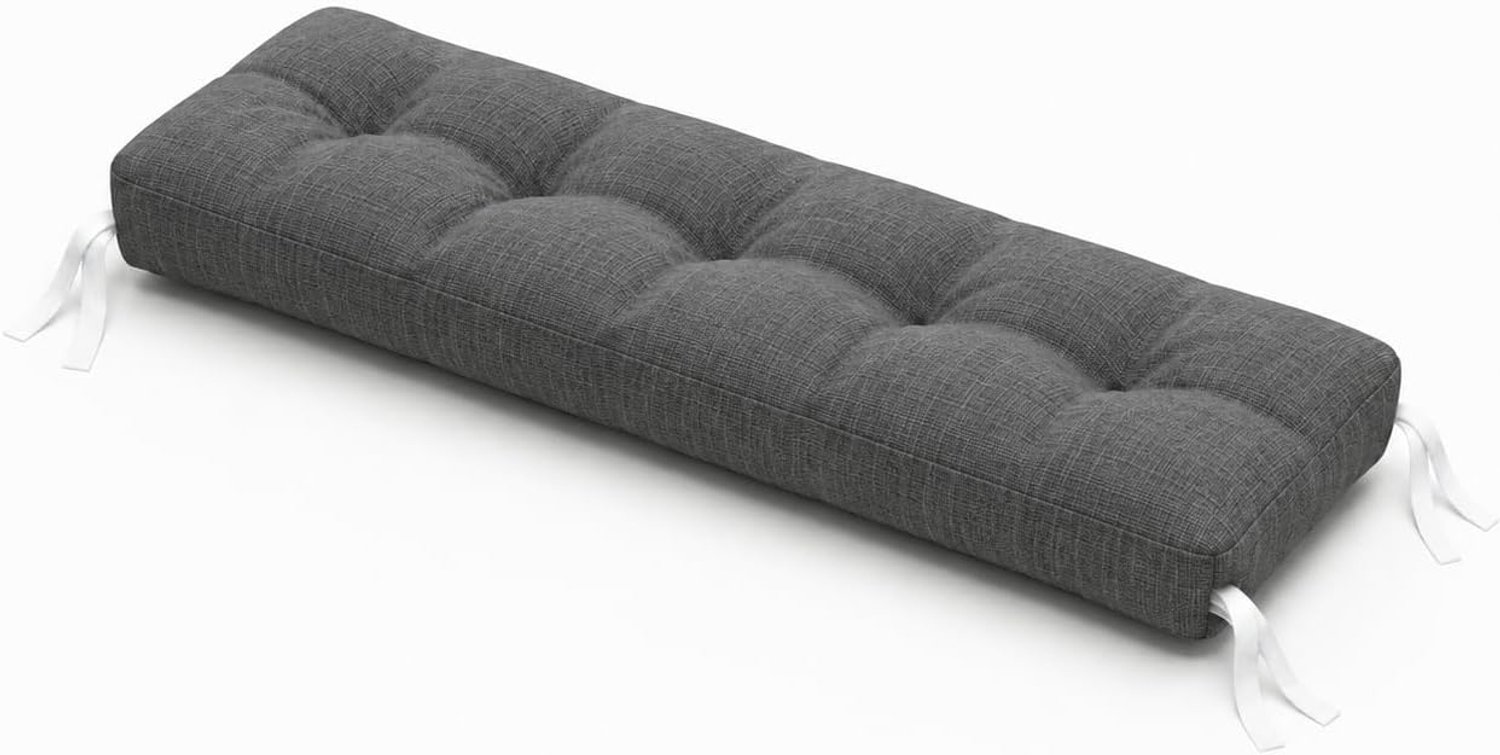 Kussen voor tuinbank, schommelbank, vlas, 180 x 50 cm, palletkussen, zitkussen, tuinkussen, gewatteerd, outdoor kussen