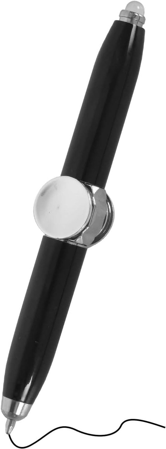 Tolpen met ledlicht, lichtgevende gyrobalpen, verlichte pen, balpen, geschenkpen, fidgetpennen voor volwassenen en kinderen (zwart)