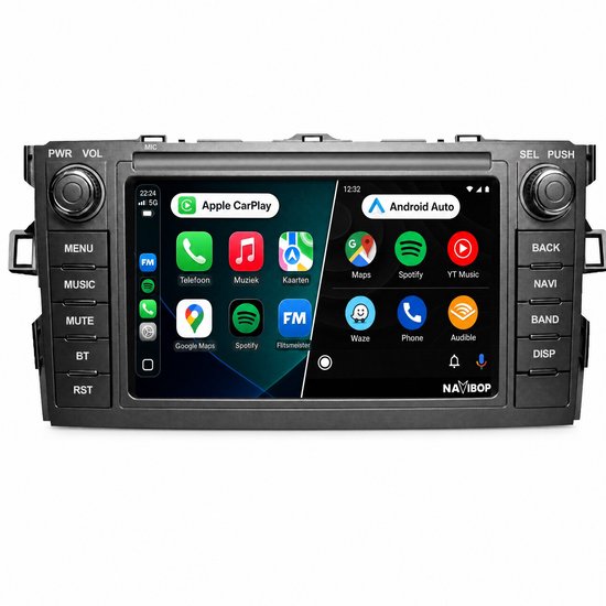 Navibop Autoradio geschikt voor Toyota Auris 2007 t/m 2012 - Draadloos Apple CarPlay & Android Auto - 9 inch touchscreen - Android 15 - 2GB/32GB - Navigatie - Bluetooth - DAB+ ready - 2 din - 2007 2008 2009 2010 2011 2012