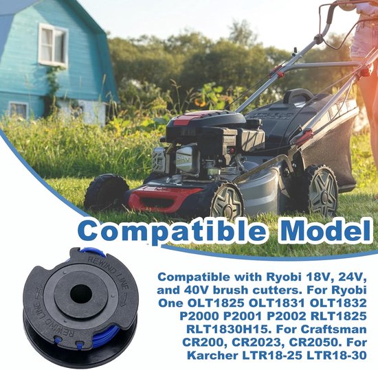 6 stuks spoel draadspoel voor Ryobi One AC14RL3A Olt1832 Rac124 OLT1825M P2000 omhuld garen voor Ryobi 18 V, 24 V, 40 V trimmerspoel trimmer 5132002434 — afbeelding 4