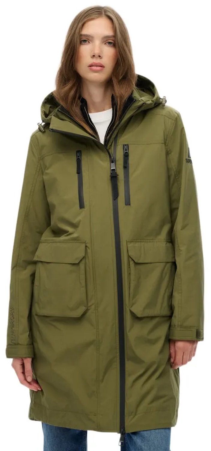 Superdry Lange shell parka met capuchon Dames Groen