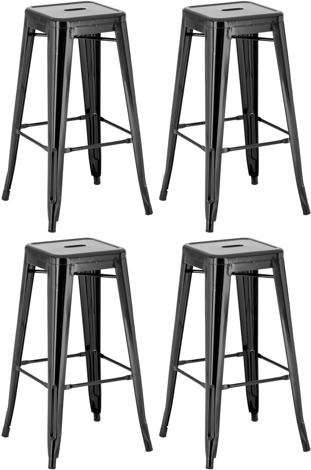 Luxe Comfort Barkruk - Set van 4 - Zithoogte 76 cm - Zwart