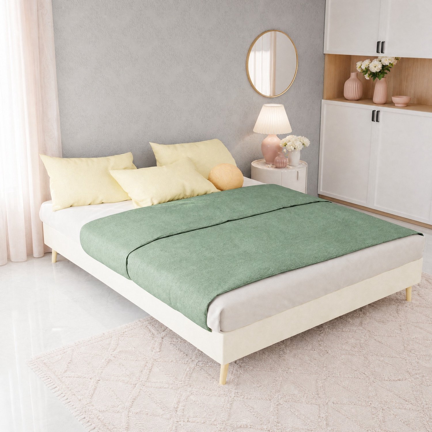 CHICFURN Bedframe 140x200 cm - laag profiel - beige - stof en metaal