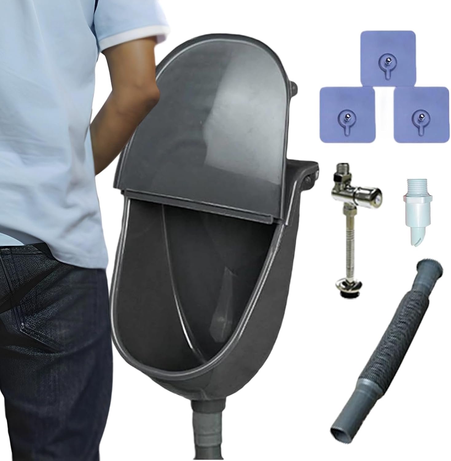 Urinoirs voor heren, badkamer, urinoirafvoerer, geurremmend design, wandtoilet, met deksel voor bouwplaats, camping, openbaar park, huis, schuur, , fitnessstudio, garage