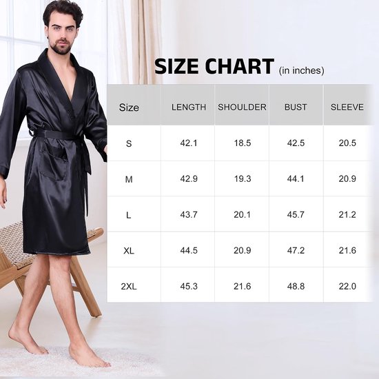 Satijnen kimono badjas lente zomer sjaalkraag nachtkleding klassieke zijden badjas — afbeelding 2