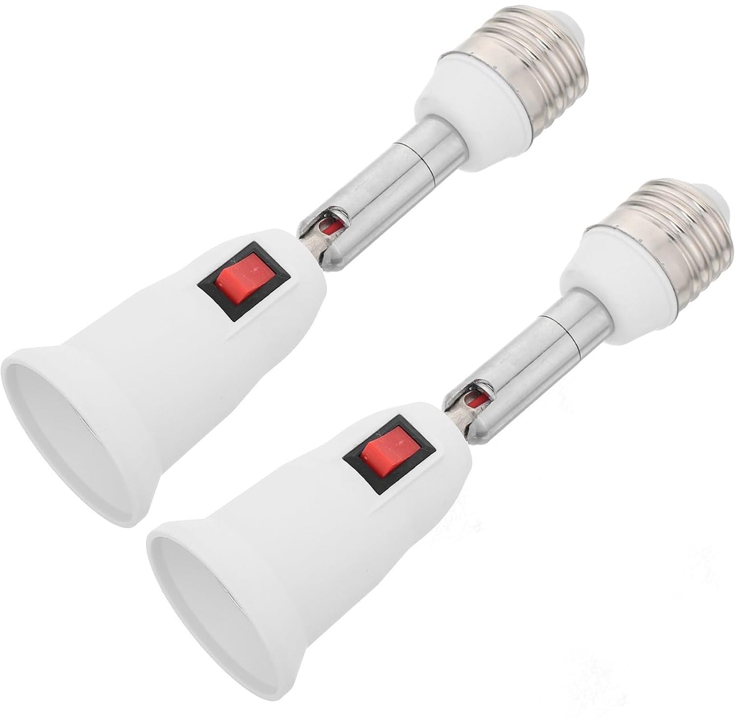 2 Stuks Verstelbare Lampfitting Extender met Schakelaar Draaibare Lampvoet Converter Brandwerend Temperatuurbestendig Flexibele Lichtschakelaarverlenger voor Thuis Zakelijk Gebruik