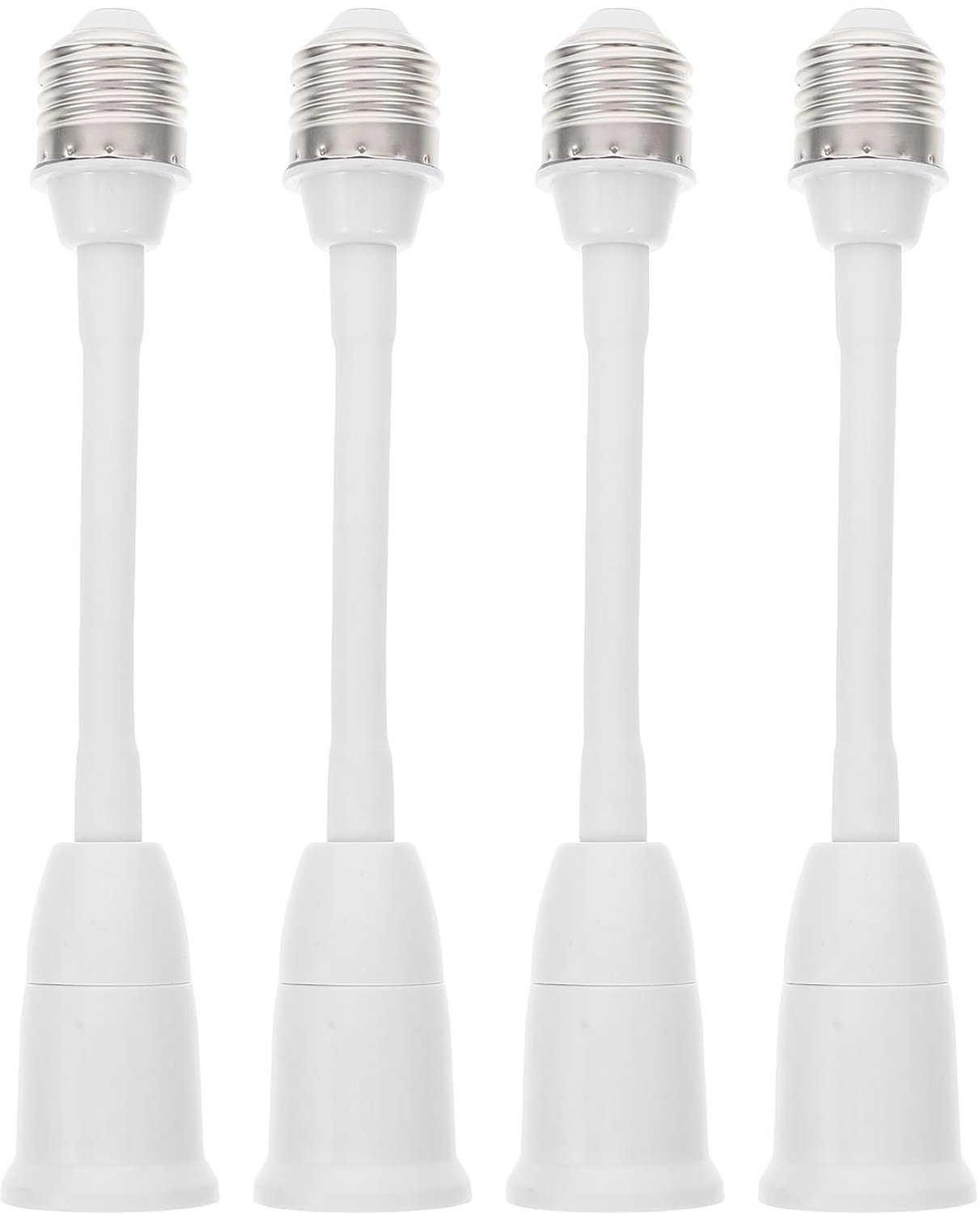 4 stuks E27 naar E27 flexibele lampfittingverlengers 7,8 inch | Buigbare verlengadapter, in alle richtingen verstelbaar, lampverlenger, hittebestendige lamphouder
