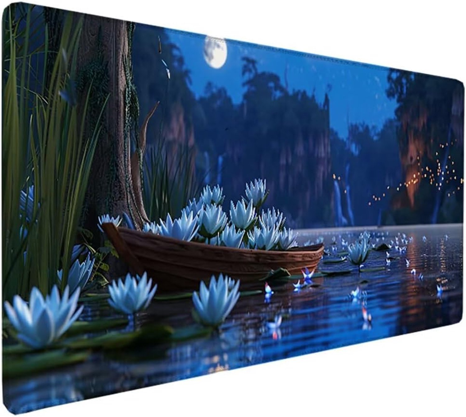 Muismat 1200 x 600 x 3 mm verdikte zachte comfortabele gaming-muismat, blauwe bloem antislip rubberen basis waterdicht glad oppervlak duurzame gestikte randen muismatten voor gaming kantoor