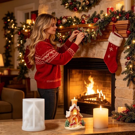 Vormen voor kerstkaarsen, cementvormen, sneeuwhuis, 3D — afbeelding 4