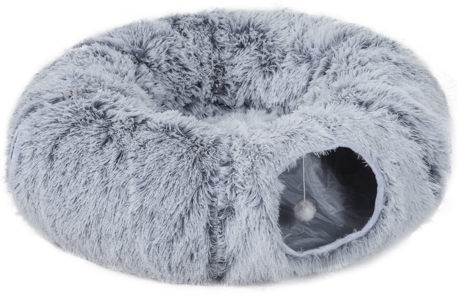 Pawona Katzenspeeltunnel met kussen - 3-in-1 ontwerp - Opvouwbaar - 90 x 80 x 27 cm - Lichtgrijs