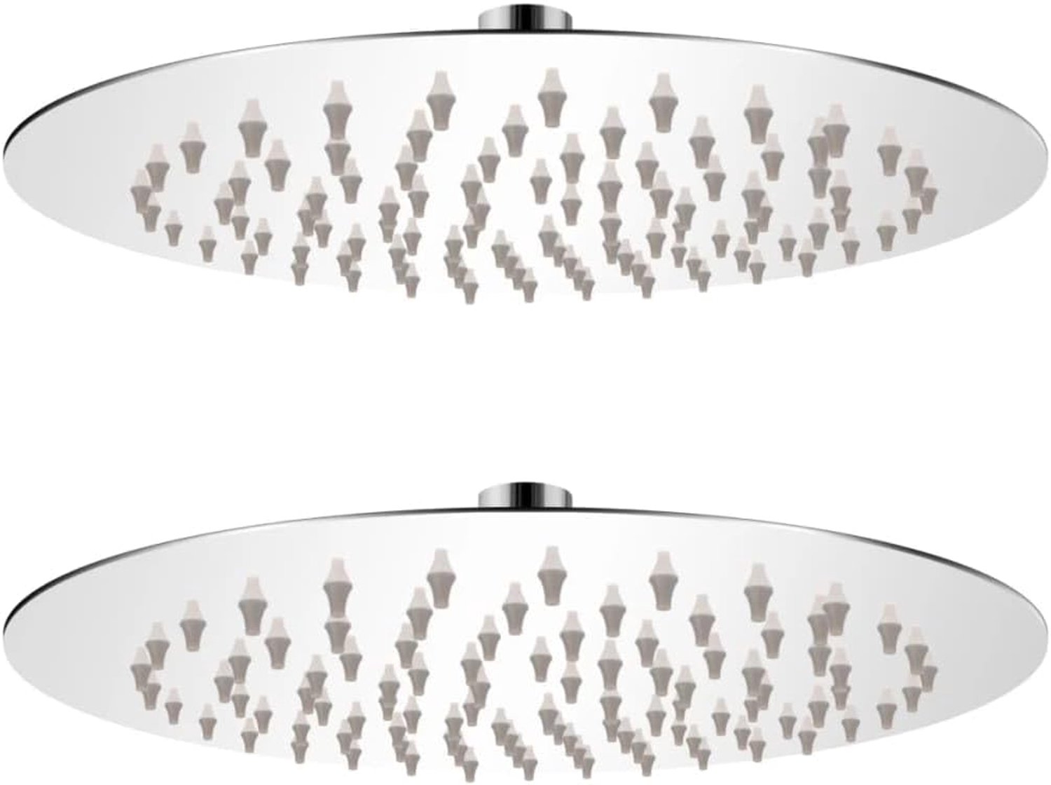 Set van 2, rond, diameter 20 cm, van roestvrij staal, douchekop met 95 siliconen sproeiers, wand- of plafondmontage, verstelbaar scharnier voor badkamer