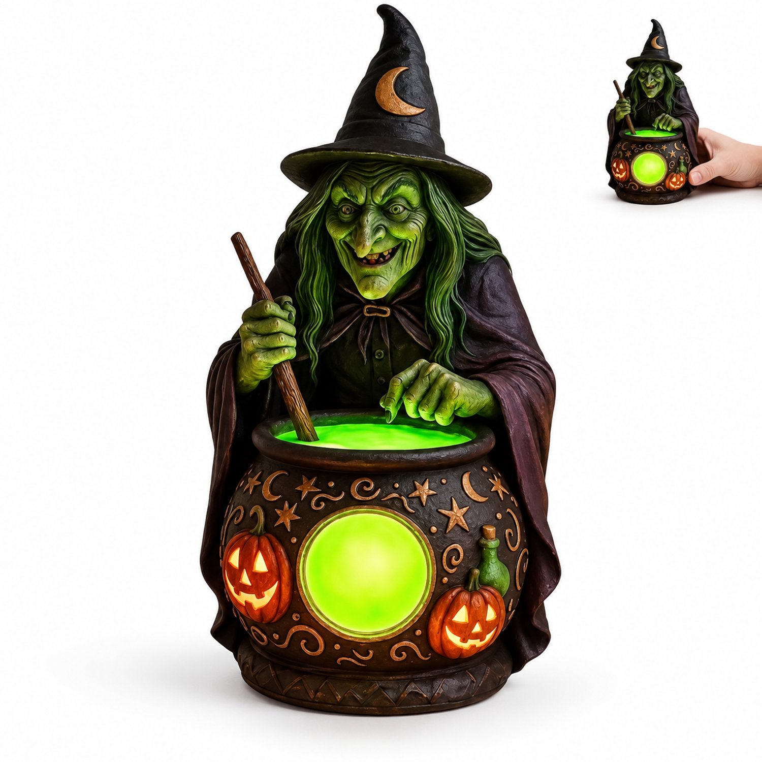 VHV - Halloween Decoratie Heksenlamp - Magische Heksenketel LED Verlichting - Gotische Tafeldecoratie voor Binnen - Sfeervolle Feestverlichting - Kerstcadeau