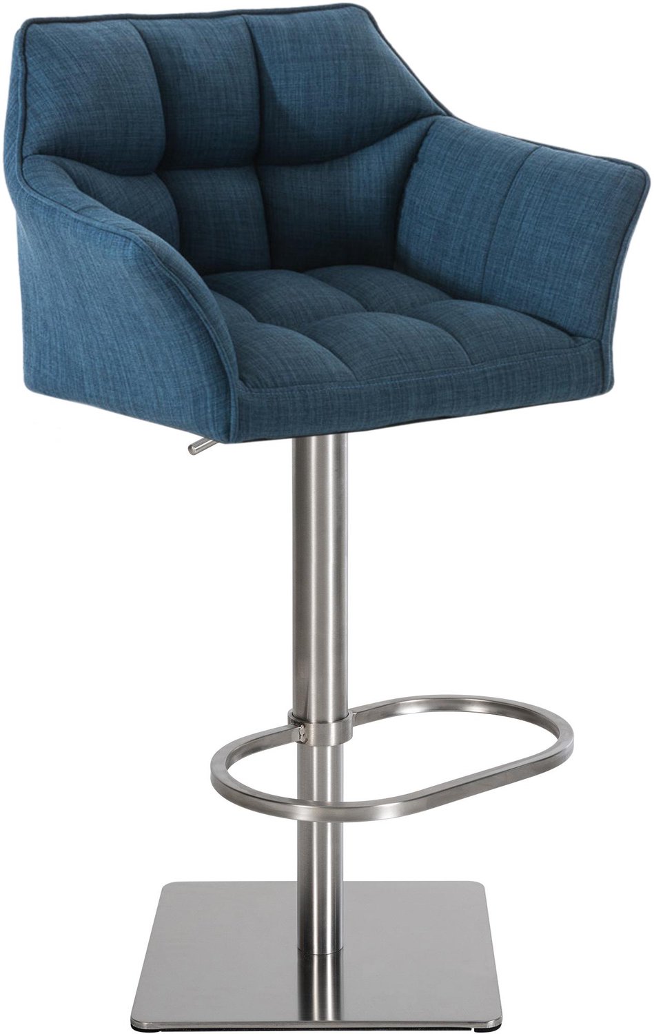 Luxe Comfort Barkruk - Verstelbaar - Stof - Blauw roestvrij staal/blauw