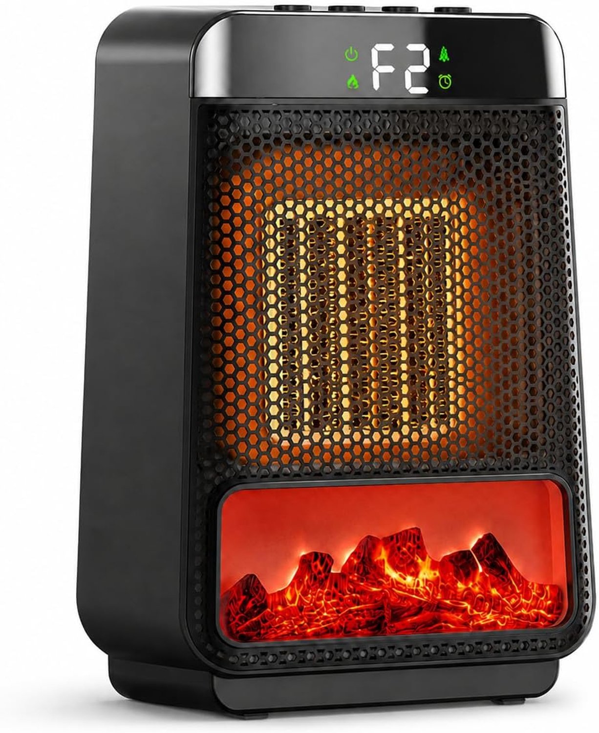 YAGXIG Verwarming - Elektrische ventilatorkachel - 3D Dynamische Vlamverwarmer - Huisverwarming - Sfeerlicht Elektrische verwarming - 1500W - Stil - Energiebesparend - Zwart - Wintercadeau