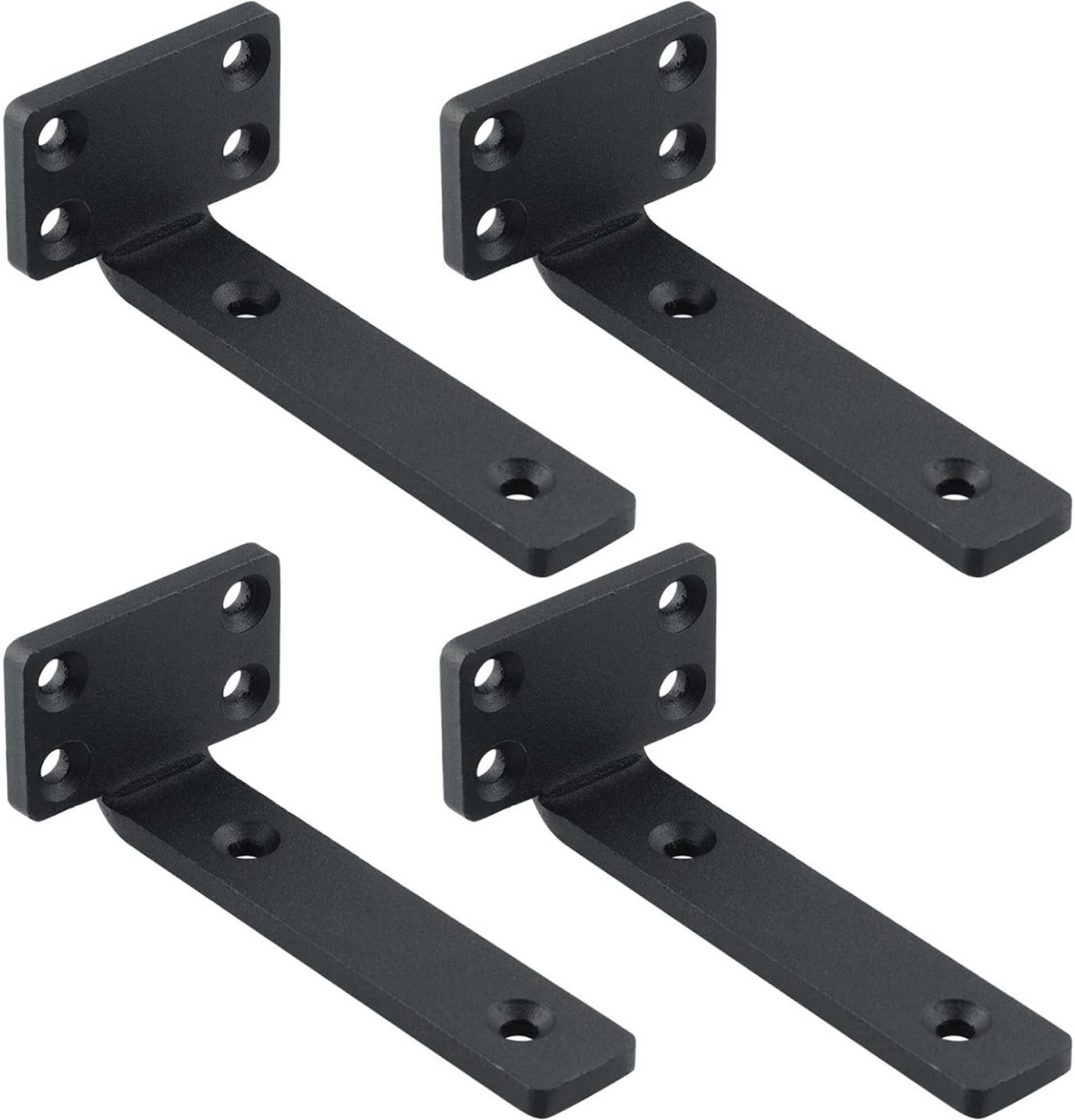 SSTRWGOOD Metaal Reksteunen - 4 Stuks - Zware Last Hoekbeugel - 15cm Lengte Met 4 Montagegaten - Gladde Afgeronde Randen Anti-Roest Coating - Geschikt voor Wand- en Plafondmontage - Incl. Montagemateriaal - Montageplaat 6,5x4cm Dikte 5mm