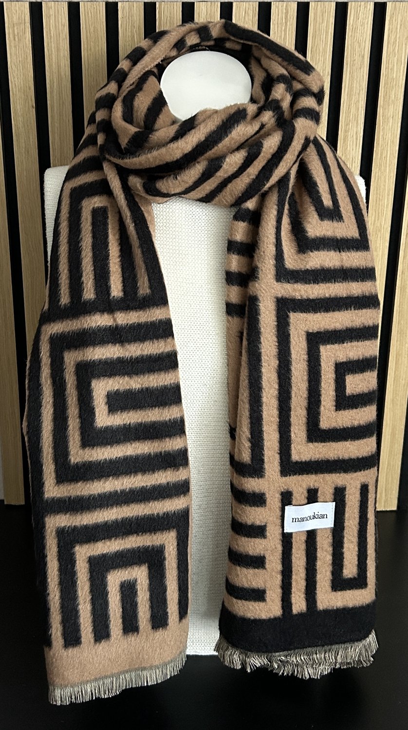Winter Sjaal Dames Sjaal Camel-Zwart