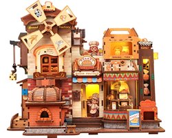 CuteBee - Houten Muziekdoos - Miniatuurhuisje - Book Nook - Miniaturen Modelbouwpakket - Houten 3D Puzzel - DIY Bouwpakket Volwassenen - Boekensteun - Bread Factory EAHB501